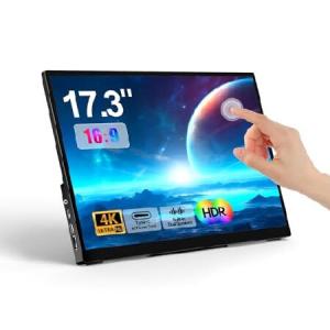 17.3 Inch Portable Touchscreen Monitor 4K UHD 3840 ×2160 100% NTSC Metal Shell Tempered Glass, Dual Speaker,Stand ＆ Sleeve, USB-C, HDMI, HD_並行輸入
