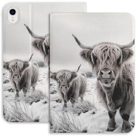 SceuQertc Black White Highland Cow Case for iPad i...