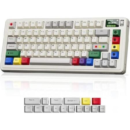 BOYI C75Pro レトロ 75% RGB メカニカルキーボード TFTディスプレイスクリーン付...