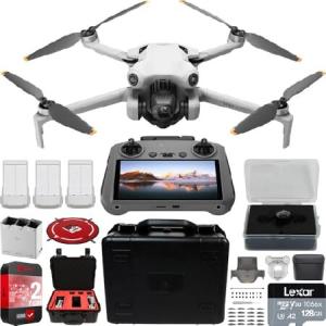 DJI Mini 4 Pro Folding Drone with RC 2 Remote (With Screen) Fly More Combo Plus, 4K HDR Video Camera, Under 249g, 3 Plus Batteries Bundle w/D_並行輸入
