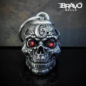 米国製 Bravo Bells 赤目 スカル モーターヘッド 3D ベル [Motorhead Skull] Made in USA 魔除け お守り バイク 鈴 オートバイ アクセサリー ガーディアンベル
