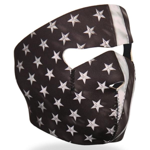 米国直輸入! ホットレザー ブラック＆ホワイトフラッグ ネオプレンリバーシブルフェイスマスク! 覆面...