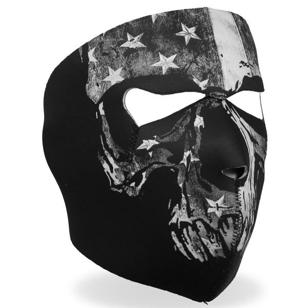 米国直輸入! ホットレザー Gray Skull Flag ネオプレンリバーシブルフェイスマスク! ...