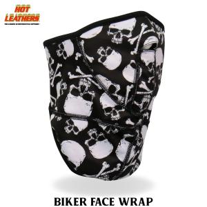 Hot Leathers フェイスラップ フリース裏地 マジックテープ フェイスマスク Skull and Crossbones Face Wrap スカル 骨 米国ホットレザー