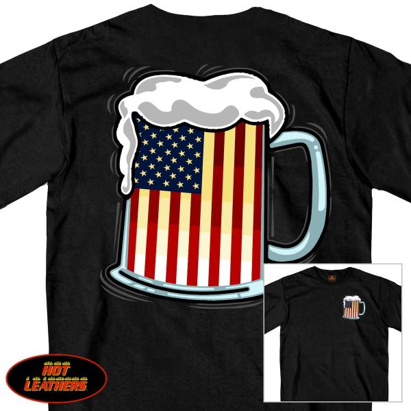 Hot Leathers メンズ 半袖 Tシャツ [Beer Mug Flag T-Shirt] 大...