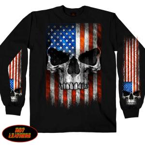 米国直輸入! ホットレザー ゴーストスカル ロングスリーブ Tシャツ
