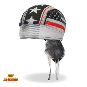 Hot Leathers ヘッドラップ 黒 赤 星条旗 兜 Warrior Headwrap