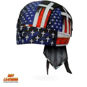 バイクヘルメットHOT LEATHERS Hot Leathers ヘッドラップ 黒 赤 星条旗 兜 Warrior Headwrap