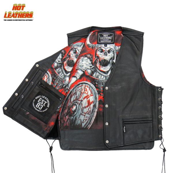 Hot Leathers バイク レザーベスト 本革 牛革 Viking Warrior Vest ...