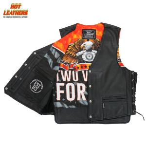 Hot Leathers バイク レザーベスト 本革 牛革 7ポケット Zip and Snap