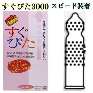 コンドーム 【すぐぴた3000】 イボ 付き つぶつぶ 薄い 1箱 避妊具 フィット うすいセット こンドーム　ジャパンメディカル 簡単装着