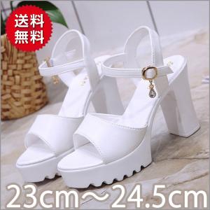 厚底 ハイヒール サンダル 白 ヒール高10.5cm オープントゥ 　23cm〜24.5cm