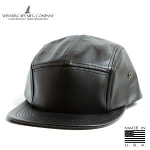 Emstate by Winner Caps エムステイトバイウィナーキャップ Cowhide Leather 5 Panel Camp Cap レザー キャンプキャップ アメリカ製｜hartleystore