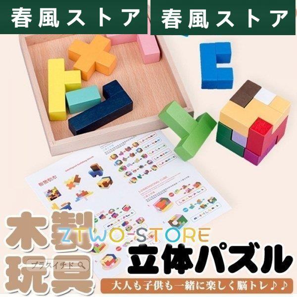 知育玩具 立体パズル テトリス パズル ジグソーパズル 賢人パズル 子供 キッズ 木製玩具 脳トレ ...