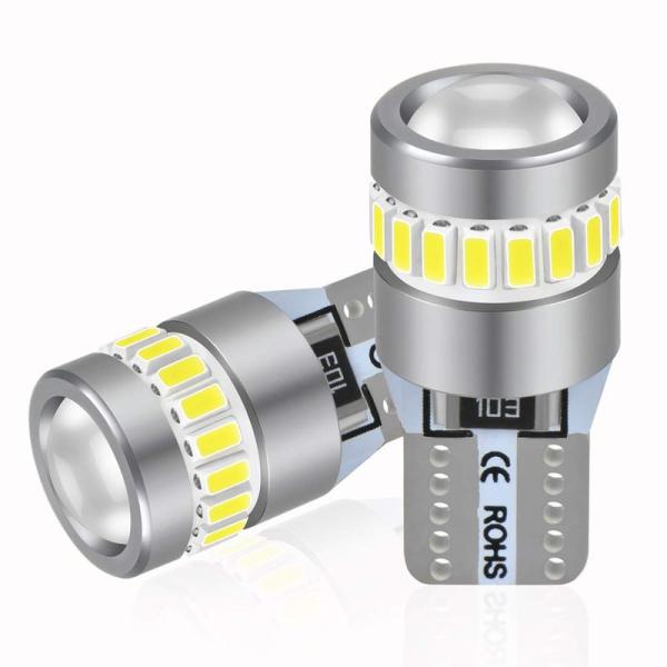 T10 led ホワイト 爆光 最新型レンズ集光 無極性 ポジションランプ 19個のLEDチップ搭載...