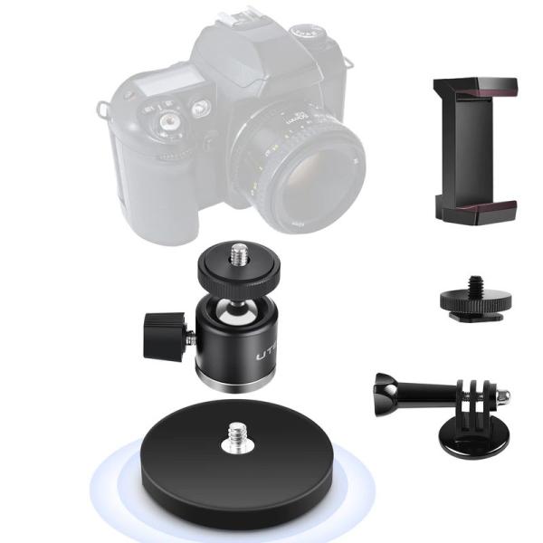 UTEBIT 自由雲台 カメラ 雲台 セット カメラ磁気スタンド 360度 回転可能 スマホクリップ...
