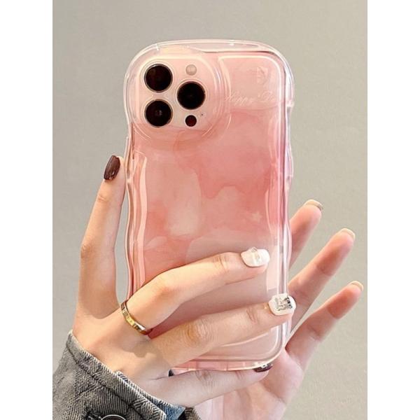 saymi ピンク ウェーブ おしゃれ 韓国 iPhone15 ケース ほんのり透け感 桃のような色...