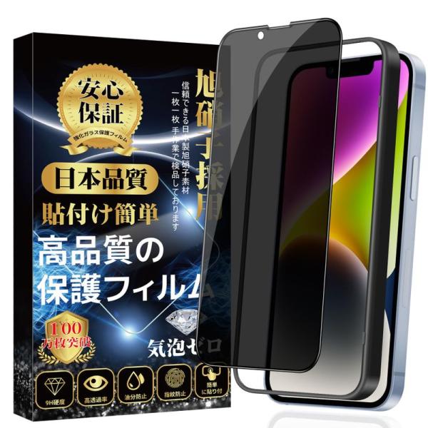 iPhone 14 Plus ガラスフィルム 覗き見防止 iPhone 13 Pro Max のぞき...