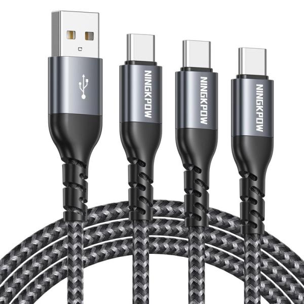 NINGKPOW USB C ケーブル3本セット 1M+1M+2Mタイプc ケーブル 3.1A 急速...