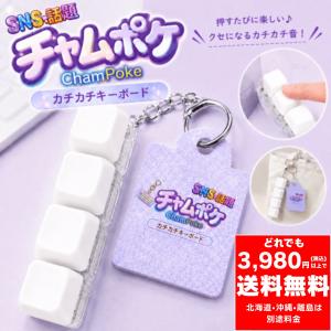 チャムポケ カチカチキーボード〈棒/ホワイト〉キーボード スイッチ キーホルダー ブロック ボタン ストレス解消 リラックス おもちゃ キッズ 子供 カチカチ