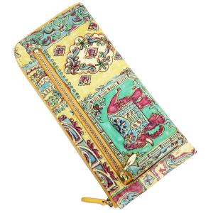 「たとかーふ」　#81-284 ゾウ＃イエロー 【京都 浪速屋 / はるべ】 L字ファスナー 長財布 薄型 革友禅 【日本製 / 本革】 母の日 キラキラ ギフト