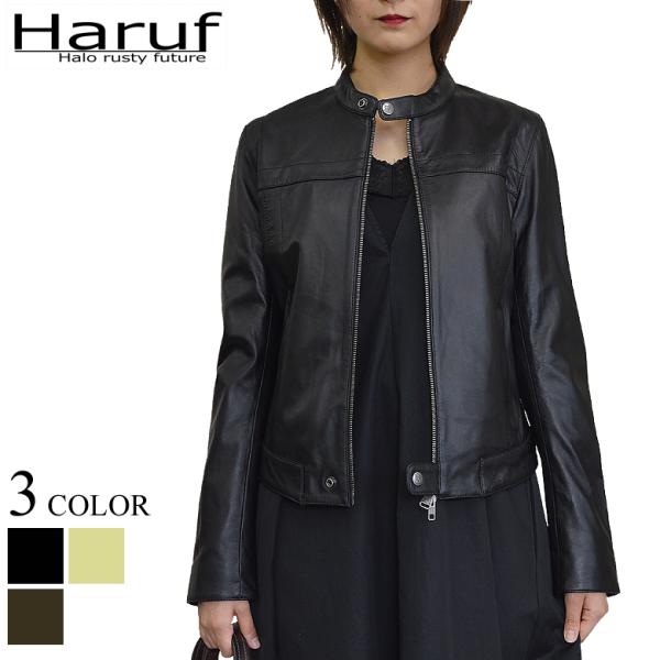 革ジャン レザージャケット ライダースジャケット レディース 本革 シングルライダース ラムレザー ...