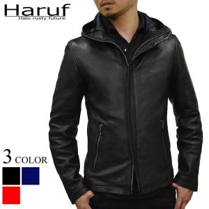 Haruf レザーパーカー フード付きライダースジャケット M 美品 ハルフ Haruf 本革 フード付きレザージャケット ライダース