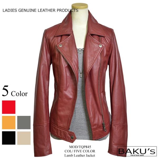 ライダースジャケット レディース 本革 レザージャケット ラムレザー ダブルライダースジャケット 革...