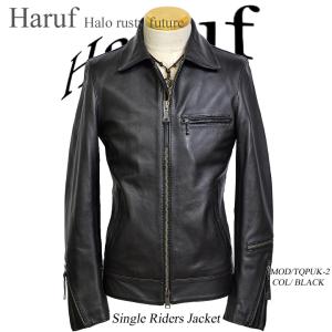 【Haruf】本革 ライダースジャケット シングル ライン入り Haruf レザージャケット メンズ 本革 ホワイト ライン入り