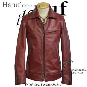 pi　harufレザー本革ライダースジャケット Haruf 革ジャン レザージャケット メンズ 本革 馬革 ライダース