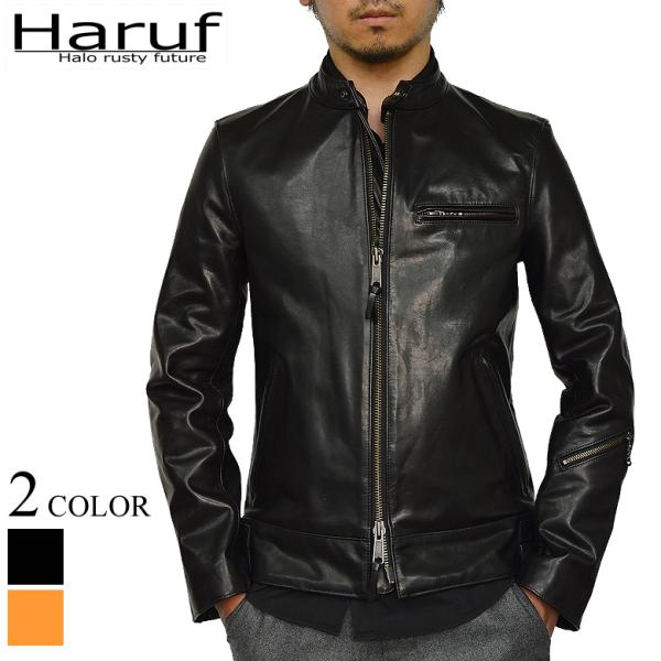 Haruf 馬革 ライダースジャケット メンズ 本革 レザージャケット 革ジャン レザー シングル ...
