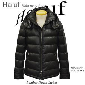 Haruf ダウンジャケット ダウンコート メンズ 本革 フード付き Haruf ダウンジャケット ダウンコート メンズ 本革 フード付き