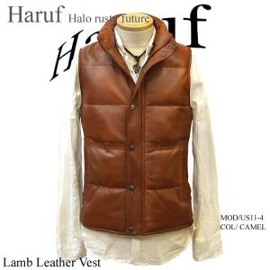 馬革 未使用級 HARUF ダウンベスト Ｌ 馬革 未使用級 HARUF ダウンベスト L Haruf ダウンベスト