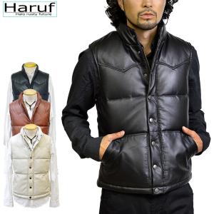 ANGEL GARBAUSUS フード付きダウンベスト　ラムレザー　羊革 ラム レザー ダウン ベスト メンズ フード付き 秋/冬 全3色 7F