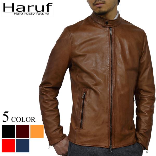 革ジャン レザージャケット ライダースジャケット メンズ 本革 ライダース ラムレザー シングル ス...