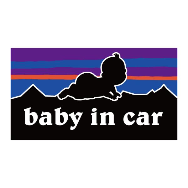 BABY IN CAR（ベビーインカー）パロゴニア パロディステッカー シール 赤ちゃんを乗せていま...