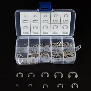 ## E型スナップリング 120個セット M1.5-M10 304ステンレス スナップリング 10サイズ Eクリップ 保持スナップリングサーク ##