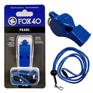 FOX40 フォックス40 Pearl ホイッスル プロ審判用 【Blue 青 | 90db】ランヤード(ストラップ紐)付属 コルク玉不使用 ピ