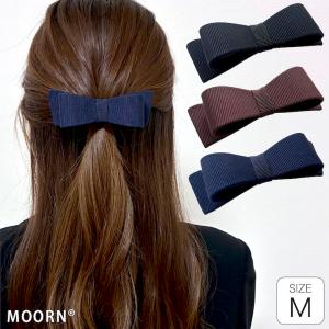 バレッタ シンプル リボン 黒 ブラック ネイビー ヘアアクセサリー