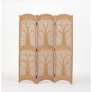東京ラタン 天然籐スクリーン4連 折り畳みパーテーション 衝立 木製