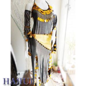 ベリーダンス エジプト風 デザインゴールド 衣装 上下セット