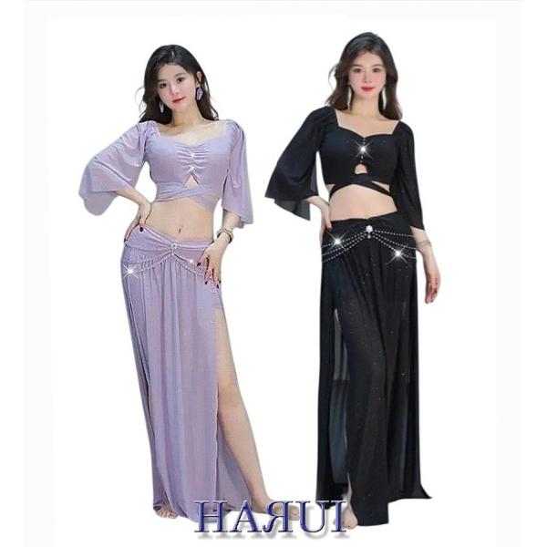 新入荷 ベリーダンス 上下 2点セット 2色 ラベンダー ブラック