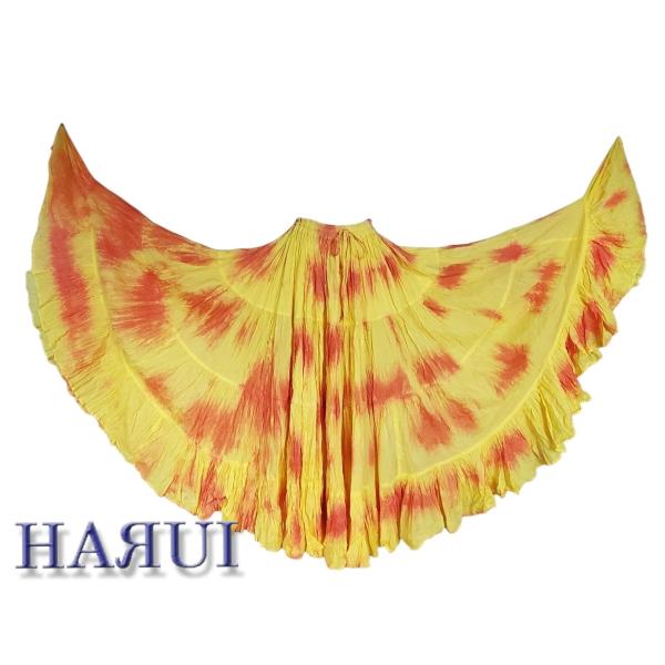 新入荷 インド製 25ヤード コットン スカート オレンジ レッ