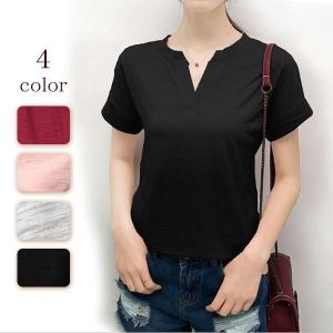送料無料 トップス Tシャツ カットソー Vネック 半袖 シャツ レディース