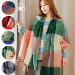 ストール マフラー チェック柄 大判 ストール レディース