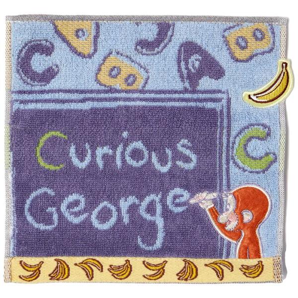 おさるのジョージ Curious George こくばん タオルハンカチ ブルー 小さめ リボーンコ...