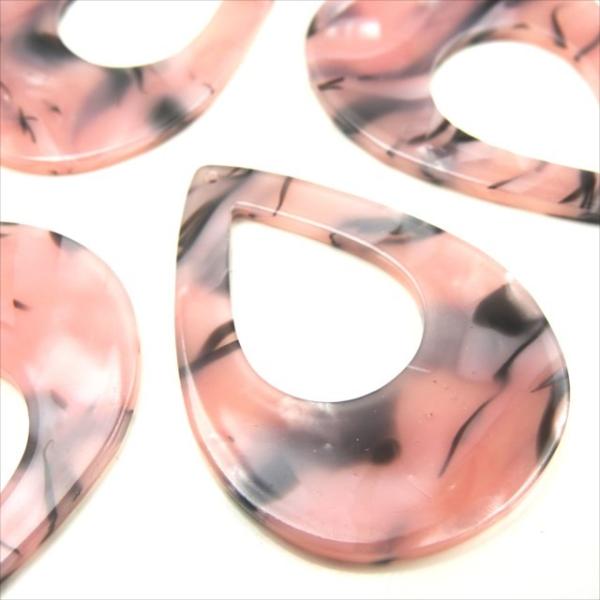 アクリルパーツ しずく くり抜き 4個セット 48mm 05 ピンク マーブル プレート チャーム ...