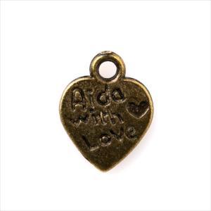 金古美 チャーム 1個 ハート 小 アンティークゴールド アクセサリー パーツ カン付き 金具 金属 メタル ピアス タッセル レジン 素材 ハンドメイド 材料 T-240