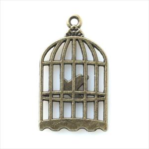 金古美 チャーム 1個 鳥かご 鳥篭 鳥籠 カゴ アンティークゴールド アクセサリー パーツ カン付き 金具 金属 メタル ピアス タッセル レジン ハンドメイド T-226