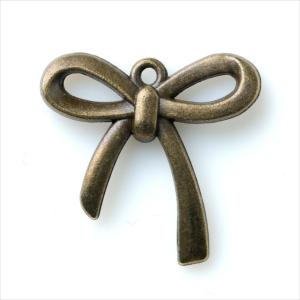 金古美 チャーム 1個 リボン 立体 アンティークゴールド アクセサリー パーツ カン付き 金具 金属 メタル ピアス タッセル レジン 素材 ハンドメイド 材料 T-231